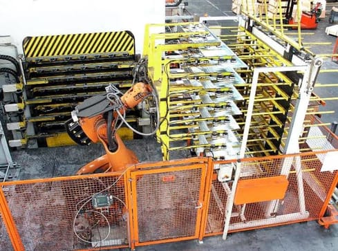 stacking of the panels on pallets